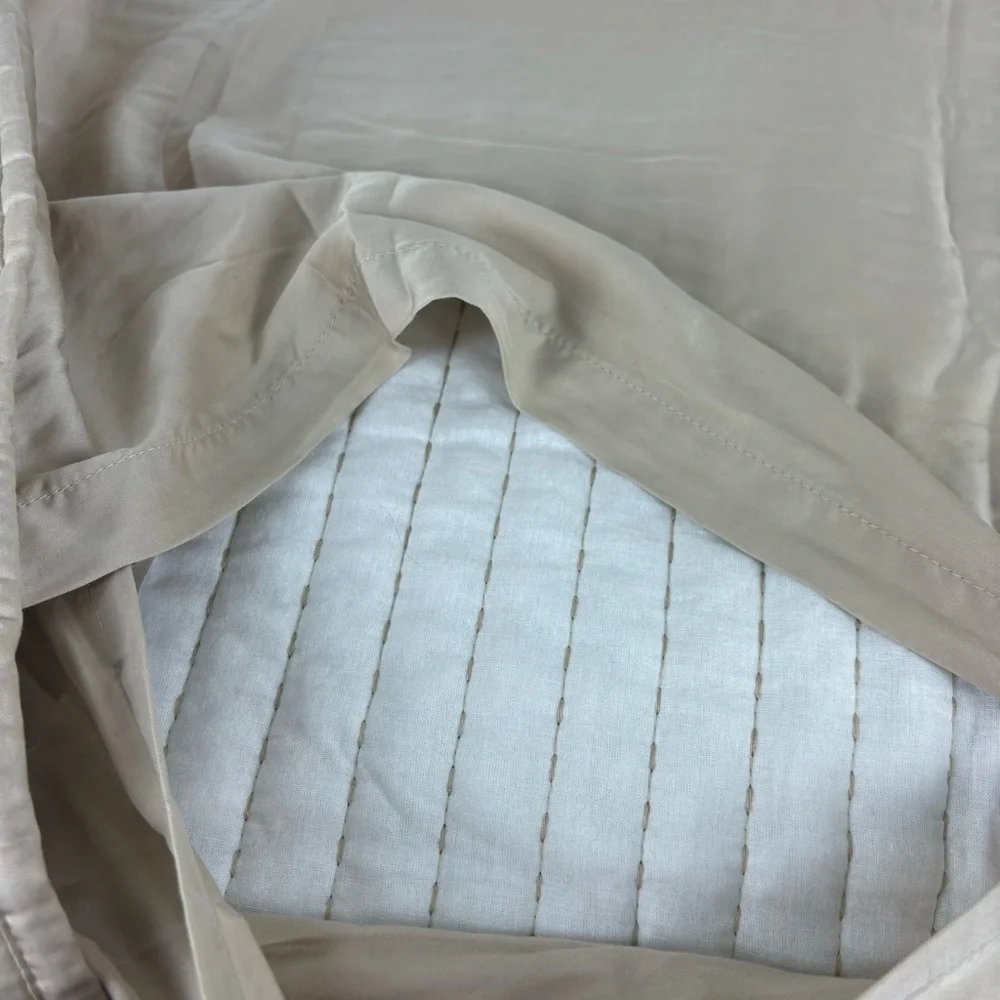 West Elm TENCEL pick stitch quilted bed sham pair(2)tan sand color